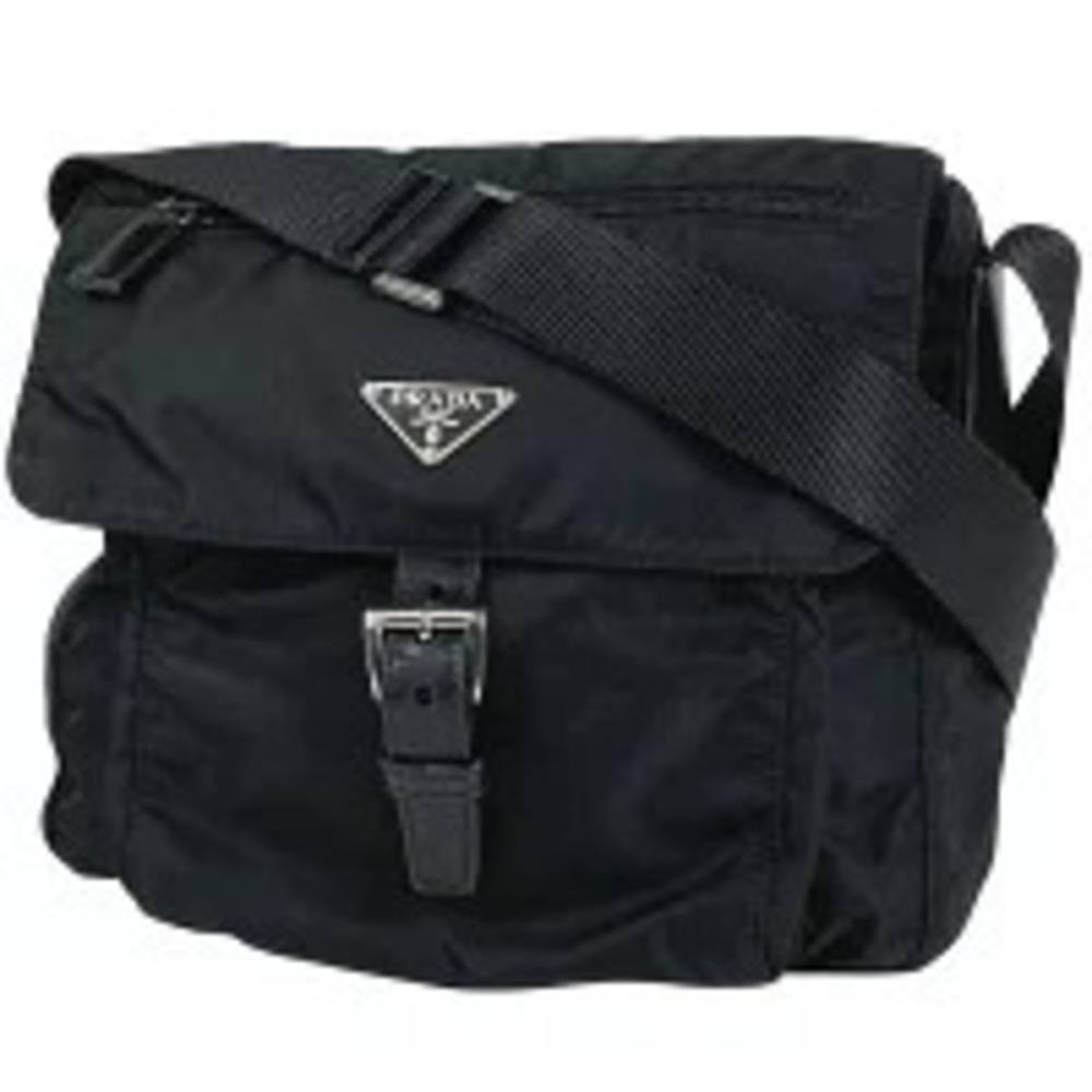 Prada Plate Shoulder Bag Crossbody Nero Black